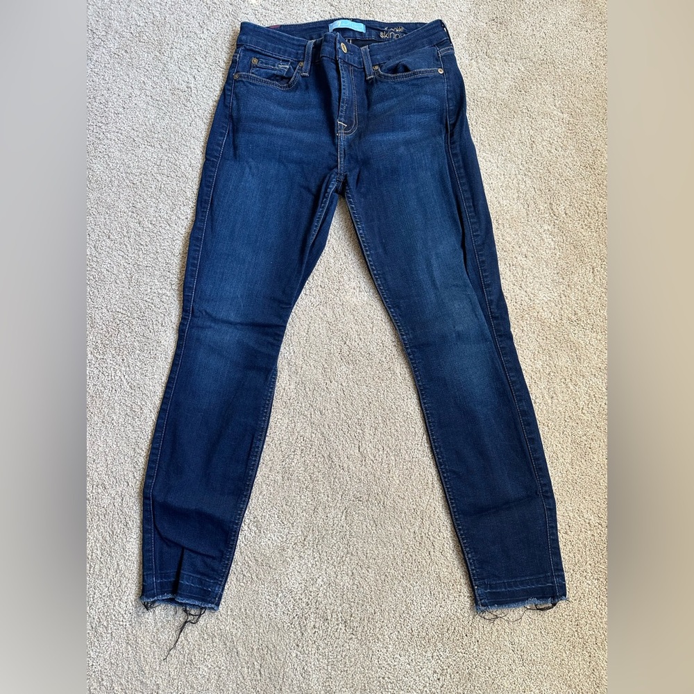 7 for all man kind skinny jeans with unfinished bottom (stretchy denim)